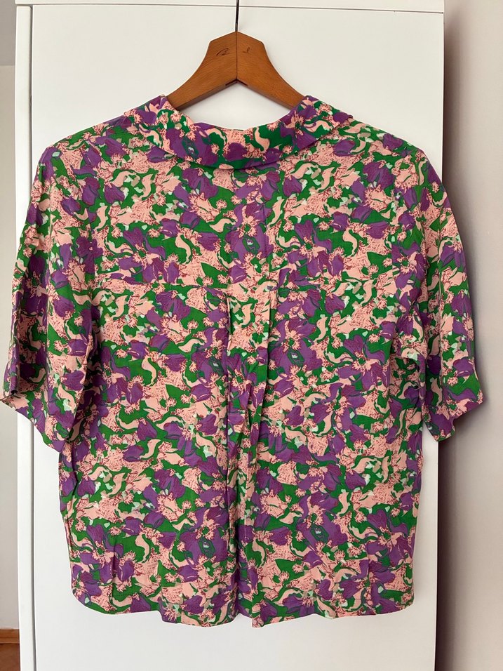 Mor Pastel Batik Desenli Düğmeli Kadın Gömlek - Görsel 4