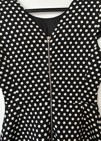 Siyah Puantiyeli Midi Elbise - Görsel 3