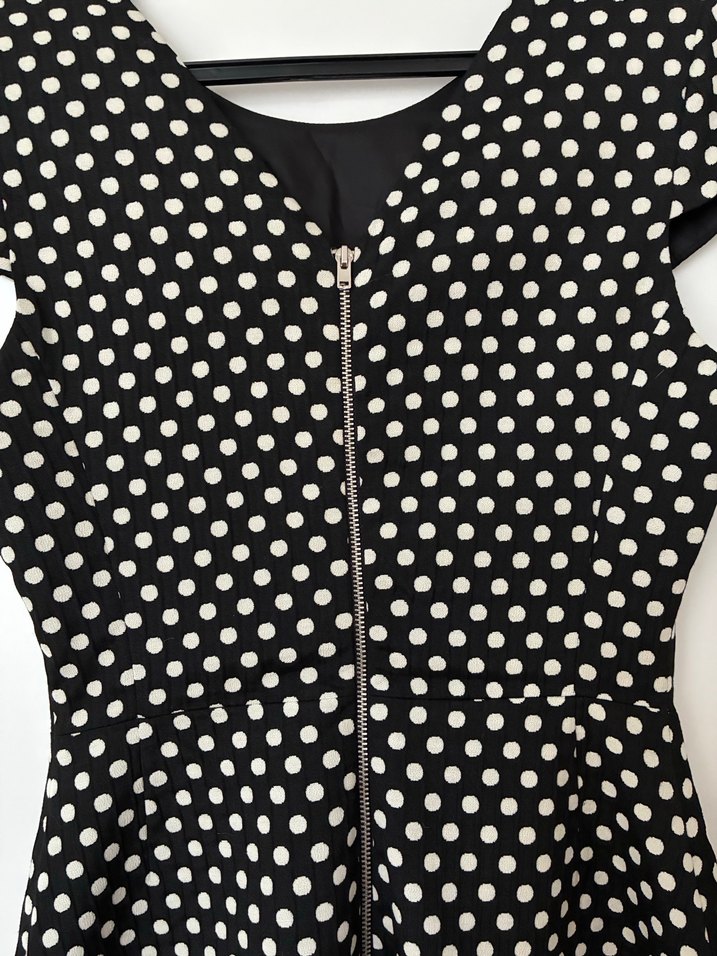 Siyah Puantiyeli Midi Elbise - Görsel 3