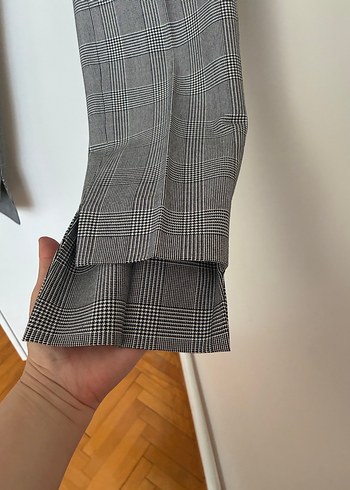 Gri Ekose Kumaş Kadın Pantolon - Görsel 2