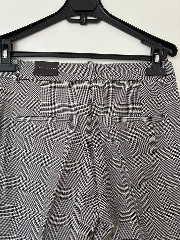 Gri Ekose Kumaş Kadın Pantolon - Görsel 3