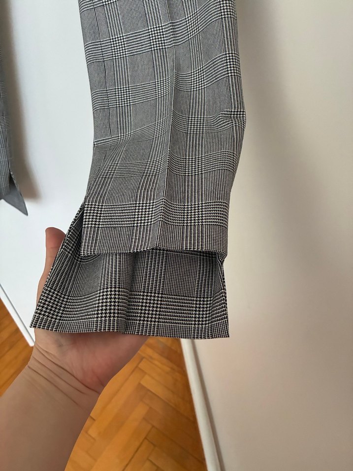 Gri Ekose Kumaş Kadın Pantolon - Görsel 2