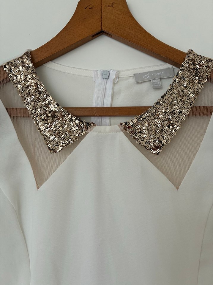 Payet İşlemeli Yakalı Beyaz Kadın Gömlek - Görsel 2