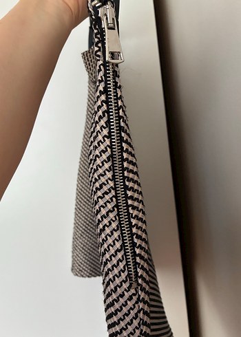 Bej Gri Çizgili Mini Etek - Görsel 2