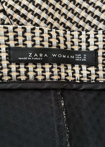 Bej Gri Çizgili Mini Etek - Görsel 3