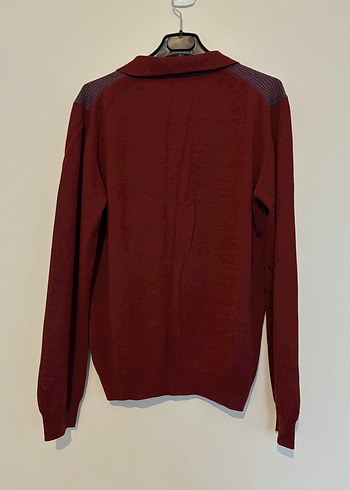 Vakko Bordo Örgü Yün Polo Yaka Erkek Kazak - Görsel 2