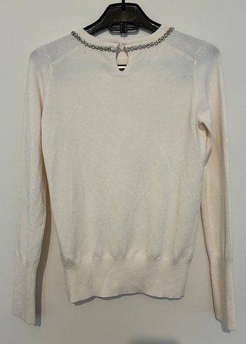 Zara Beyaz İnce Triko Kadın Kazak - Görsel 3