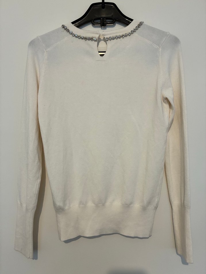 Zara Beyaz İnce Triko Kadın Kazak - Görsel 3