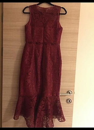 Bordo dantelli abiye elbise