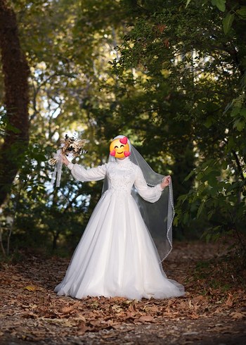 Tual Moda Maysa Tesettür Uzun Kollu Prenses Gelinlik - Görsel 5