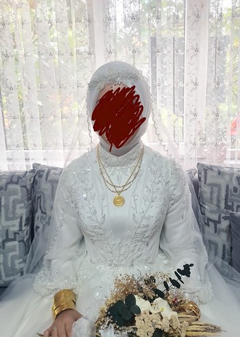 Tual Moda Maysa Tesettür Uzun Kollu Prenses Gelinlik - Görsel 10