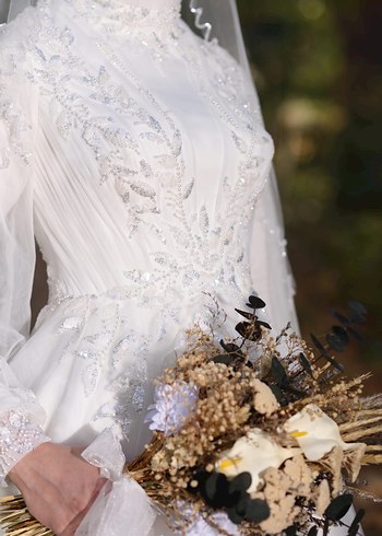 Tual Moda Maysa Tesettür Uzun Kollu Prenses Gelinlik - Görsel 2