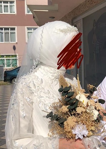 Tual Moda Maysa Tesettür Uzun Kollu Prenses Gelinlik - Görsel 7