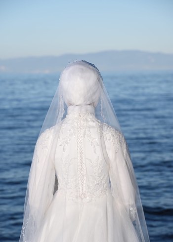 Tual Moda Maysa Tesettür Uzun Kollu Prenses Gelinlik - Görsel 4