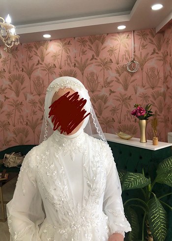 Tual Moda Maysa Tesettür Uzun Kollu Prenses Gelinlik - Görsel 9