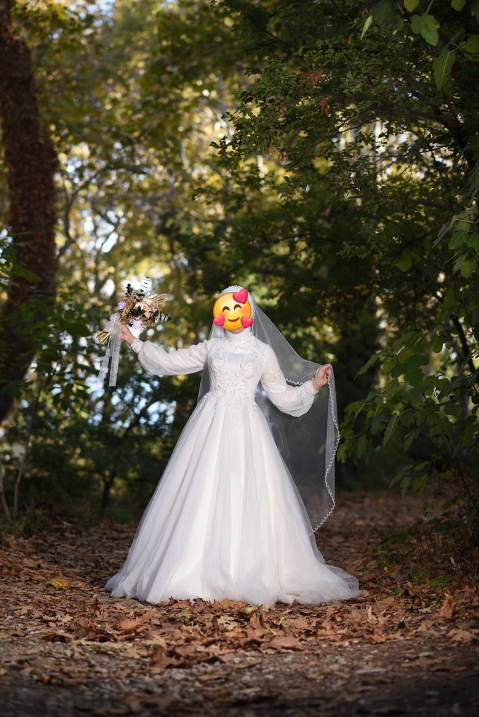 Tual Moda Maysa Tesettür Uzun Kollu Prenses Gelinlik - Görsel 5