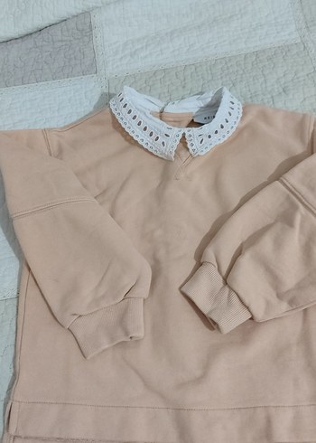 7 Yaş Beden ten rengi Renk Kız Çocuk Bej Triko Sweatshirt