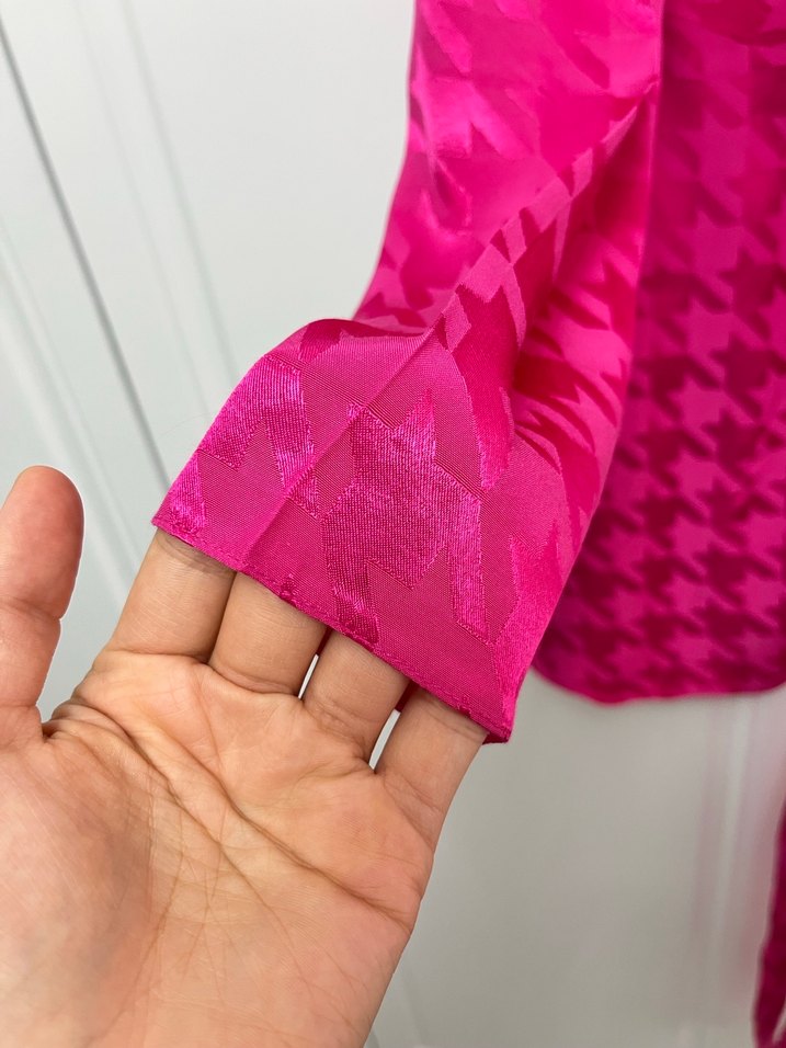 Pembe V Yakalı Kemerli Midi Deri Tunik - Görsel 4