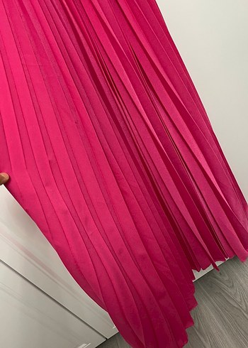 Pembe Pilili Uzun Bohem Elbise - Görsel 3