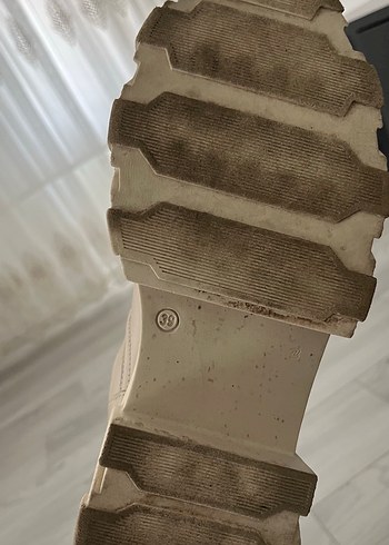 Bej Deri Diz Boyu Kadın Çizme - Görsel 4