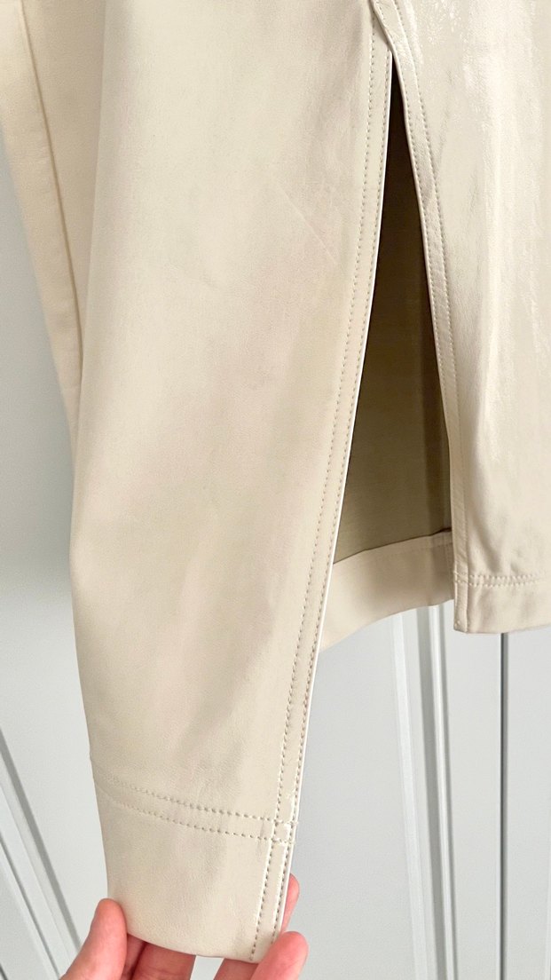 Minimalist Bej Midi Etek Yırtmaçlı - Görsel 5