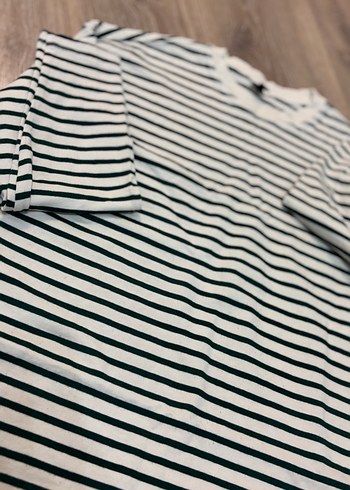 Haki Çizgili Uzun Kollu Tişört - Görsel 2