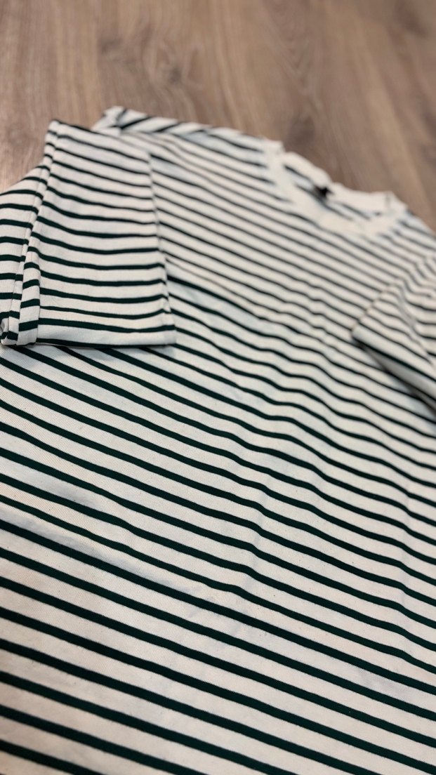 Haki Çizgili Uzun Kollu Tişört - Görsel 2