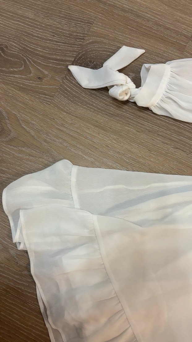 V Yaka Midi Beyaz Bohem Mini Abiye Elbise Şık - Görsel 3