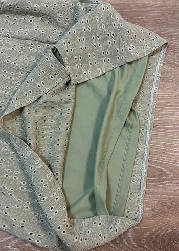 Kısa Balon Kol Kare Yaka Su Yeşili Mini Elbise - Görsel 9