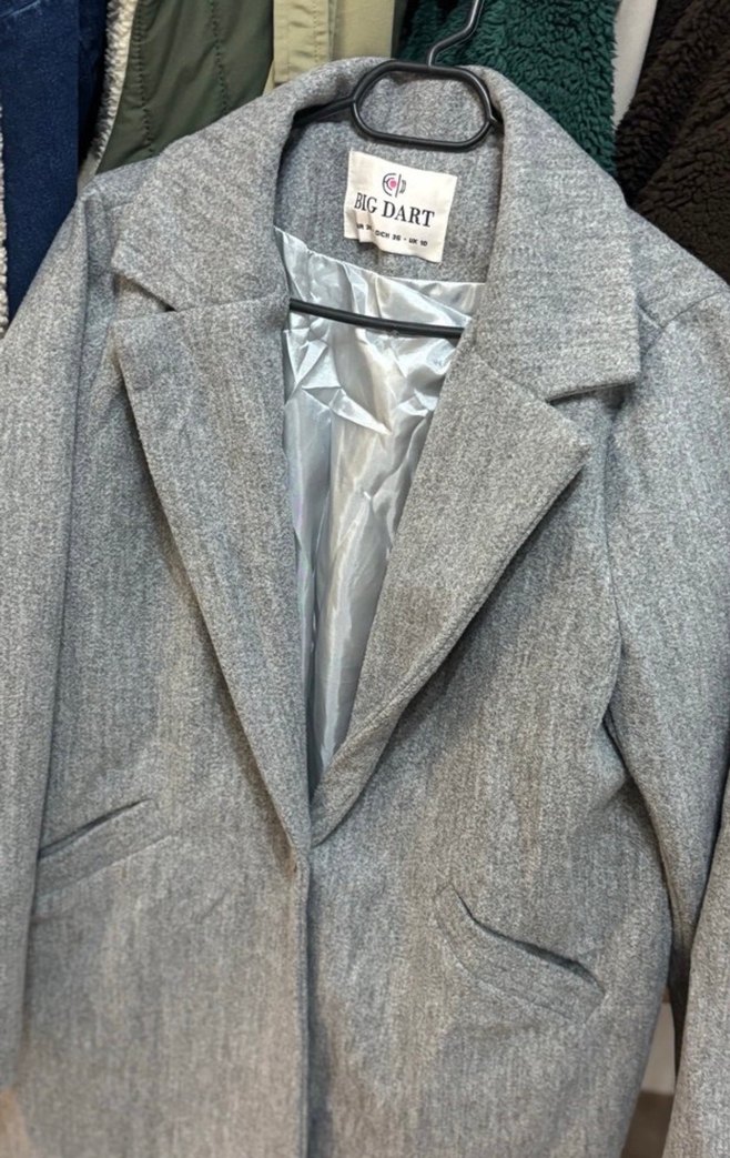 Gri Klasik Uzun Kaban - Görsel 2