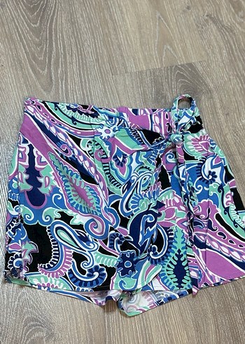 Bohem Renkli Batik Desenli Mini Şort Etek - Görsel 3