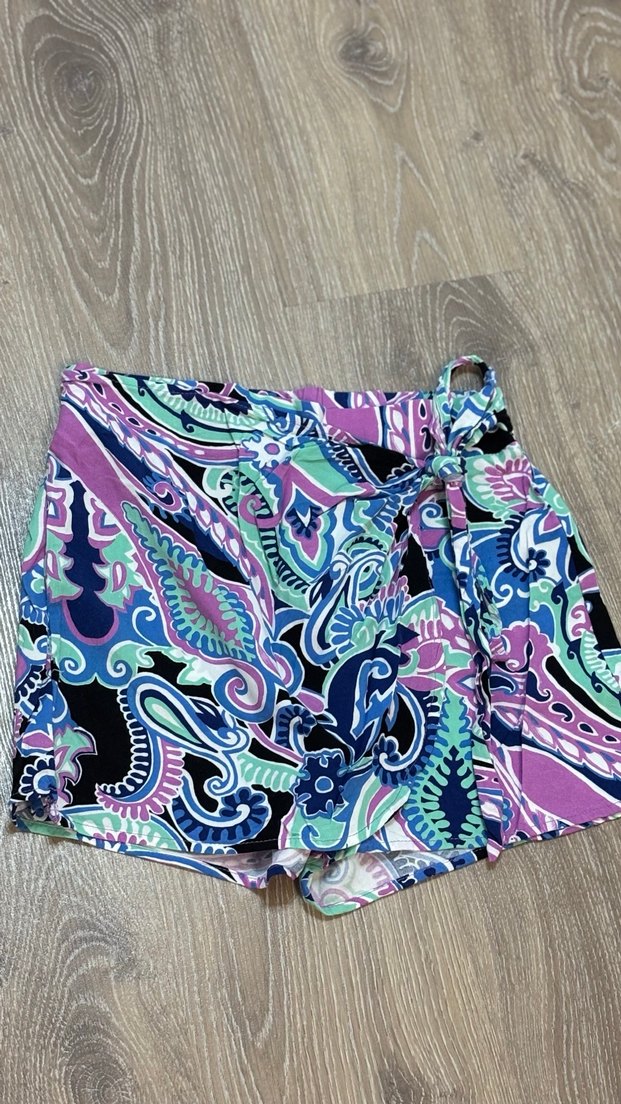 Bohem Renkli Batik Desenli Mini Şort Etek - Görsel 3