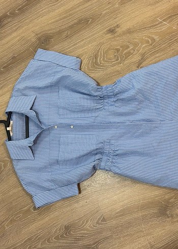 Mavi Kısa Kollu Kısa Tulum - Görsel 2