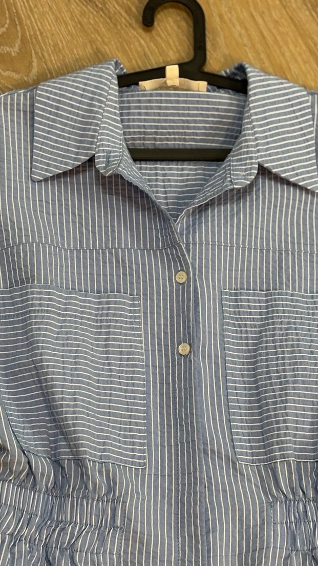 Mavi Kısa Kollu Kısa Tulum - Görsel 5