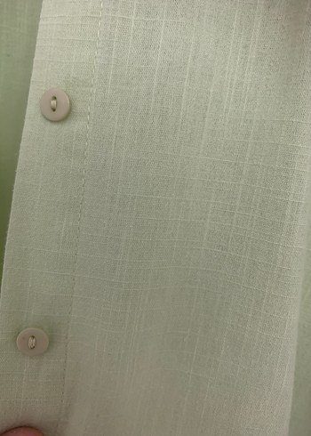 diğer Beden Kadın Yeşil Keten Uzun Kollu Gömlek