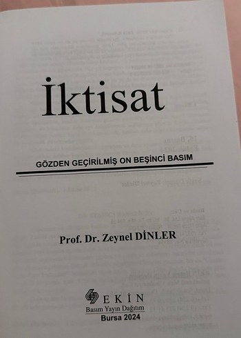 İktisat - Prof. Dr. Zeynel Dinler, 15. Basım - Görsel 2