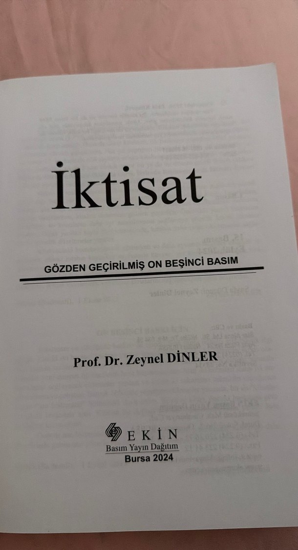 İktisat - Prof. Dr. Zeynel Dinler, 15. Basım - Görsel 2