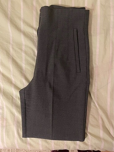 xs Beden gri Renk Yüksek bel kumaş pantolon