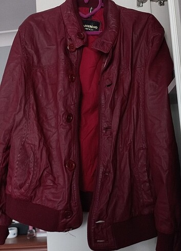Diğer Bordo Vintage deri ceket