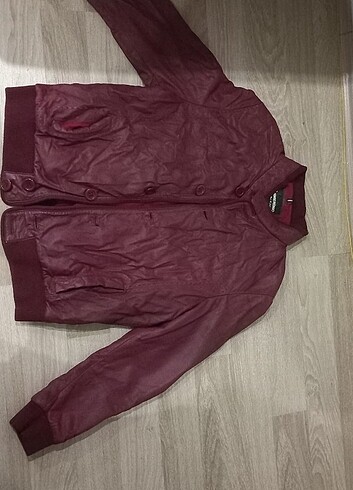l Beden bordo Renk Bordo Vintage deri ceket