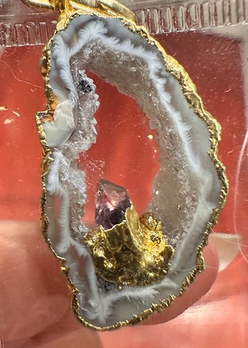 Ortası doğal Taşlı Agate kolye ucu
