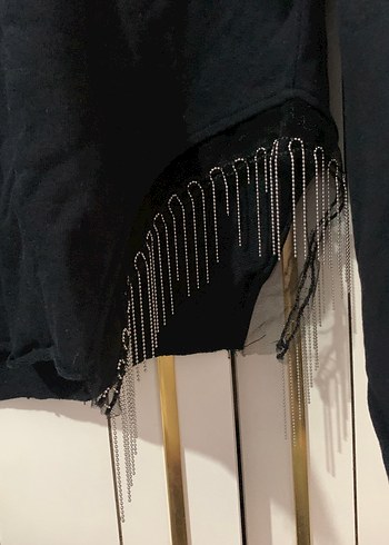 Siyah Püsküllü Gotik Kadın Sweatshirt - Görsel 2