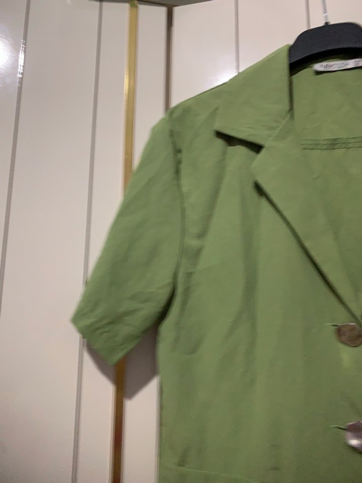 Kadın Yeşil Keten Kısa Tulum - Görsel 3