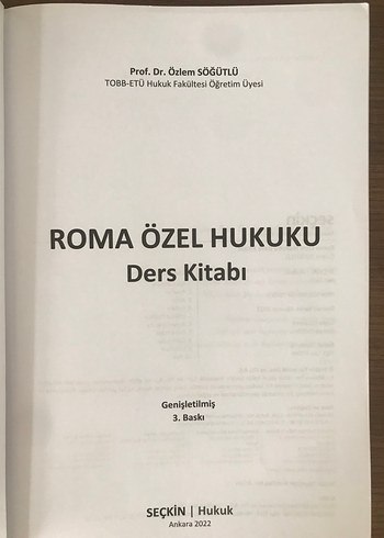 Roma Özel Hukuku Ders Kitabı - 3. Baskı