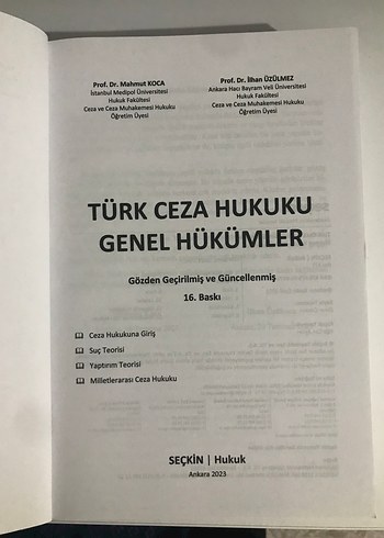 Türk Ceza Hukuku Genel Hükümler - 16. Baskı