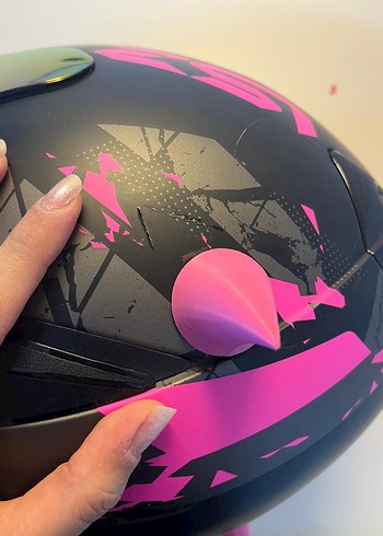 Pembe Parlak Punk Tarzı Kadın Motosiklet Kaskı - Görsel 8