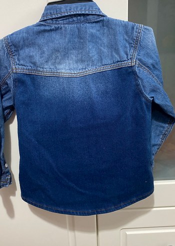 Erkek Çocuk Mavi Denim Uzun Kollu Gömlek - Görsel 2