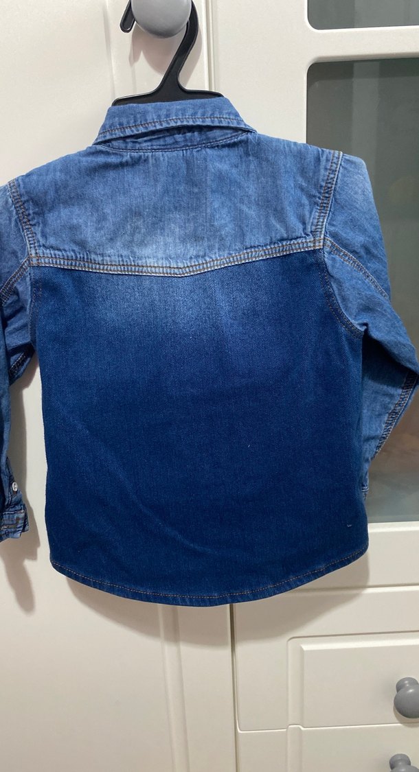Erkek Çocuk Mavi Denim Uzun Kollu Gömlek - Görsel 2