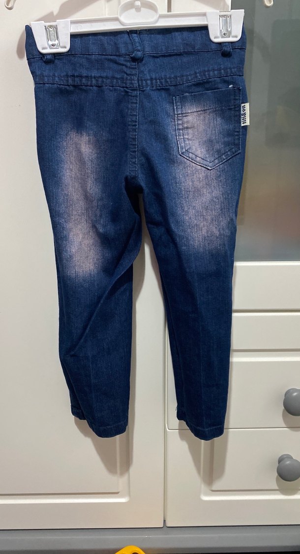 Erkek Çocuk Gri Düğmeli Slim Denim Pantolon - Görsel 2