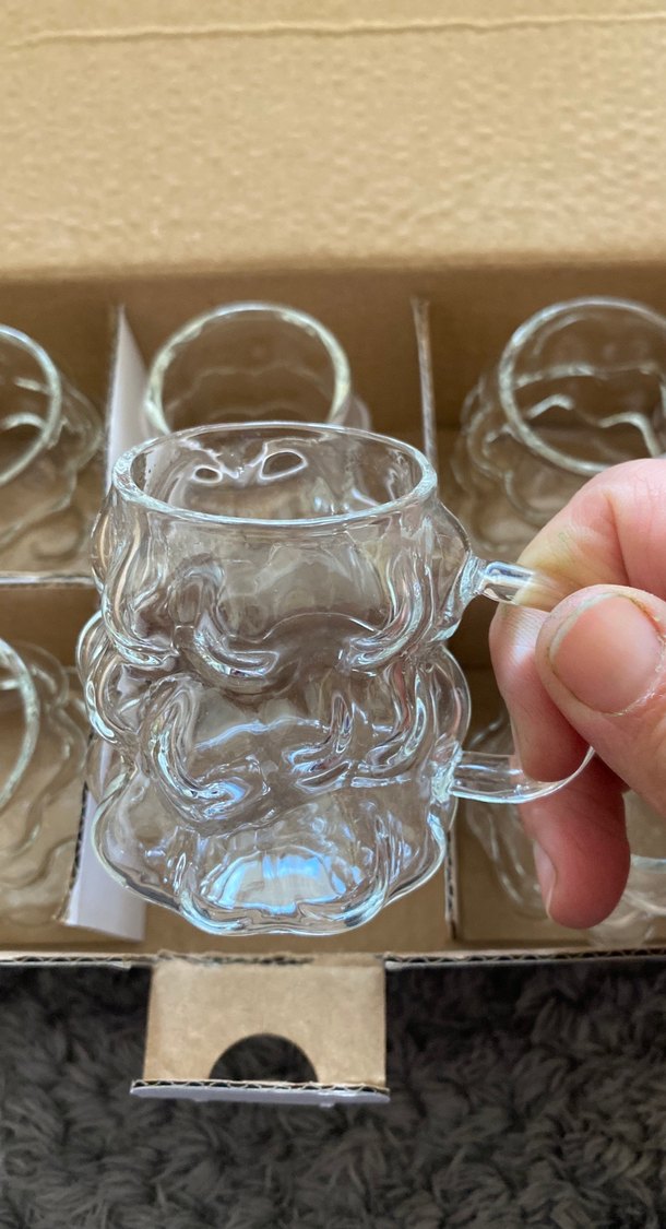 6'lı Bulut Desenli Cam Kahve Fincan Seti - Görsel 2